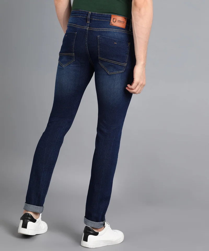 Urbano Fashion  Urbano Fashion Men's Blue Slim Fit Washed Jeans Stretchable for Men | Best Price UAE